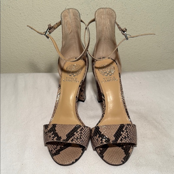 Vince Camuto Tan and Black High Heels with Ankle Straps, Size 8 - Picture 1 of 7